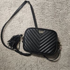 Victoria's Secret Black Chevron Crossbody Bag